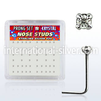 nspbc l shape nose studs silver 925 nose