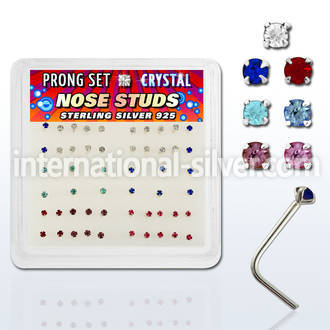 nspbm l shape nose studs silver 925 nose