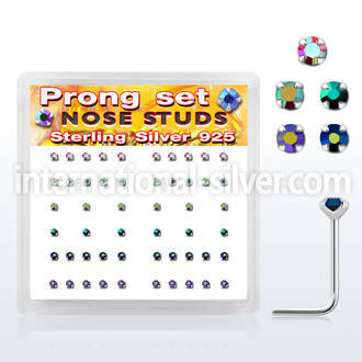 nspbxabm l shape nose studs silver 925 nose