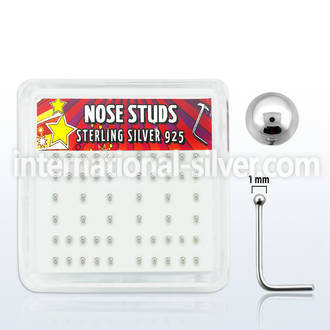 nssv1bx l shape nose studs silver 925 nose