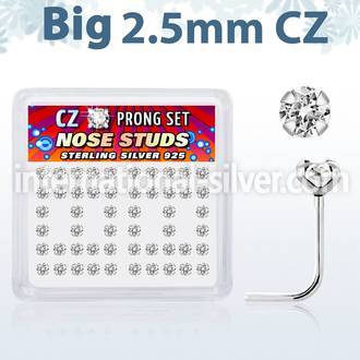 nszbc25 l shape nose studs silver 925 nose