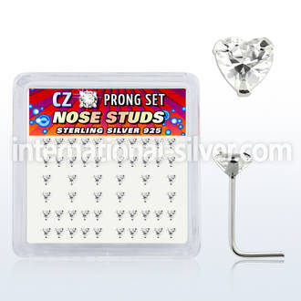 nszbhc l shape nose studs silver 925 nose