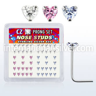nszbhm l shape nose studs silver 925 nose