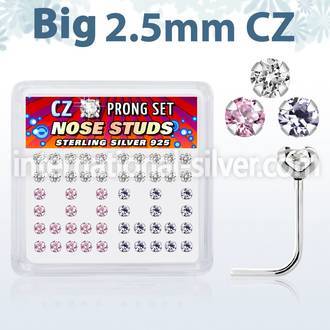 nszbm25 l shape nose studs silver 925 nose