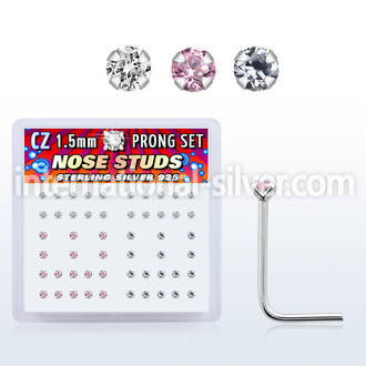 nszbm l shape nose studs silver 925 nose