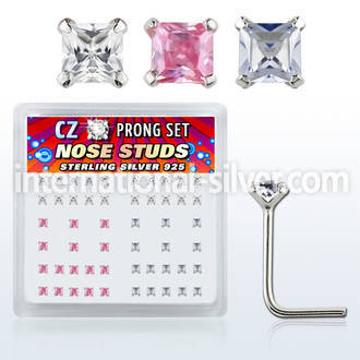 nszbqm l shape nose studs silver 925 nose