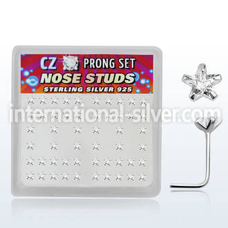 nszbsc l shape nose studs silver 925 nose