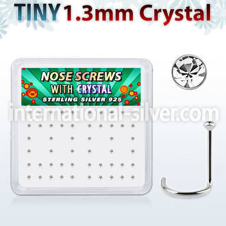 nw6cx box w 52 silver nose screws w tiny 1.25mm clear crystals