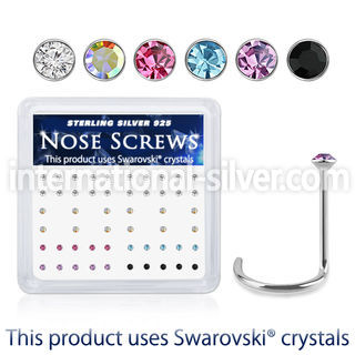 nw9mxsw silver nose screws assorted swarovski gem