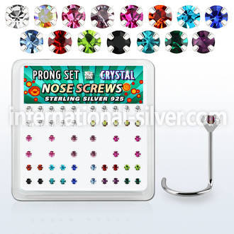 nwp14mx box w 52 silver nose screws w set 2mm mix color crystals