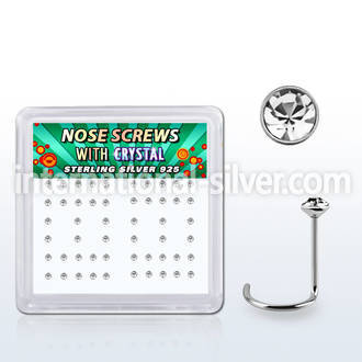 nwrdbxc box w 52 silver nose screws w 1.5mm clear crystals