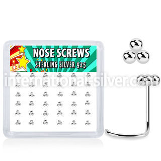 nwtsv36 sterling silver nose screws triple balls