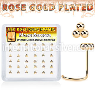 nwtsv36r rose gold plating silver nose screws triple balls