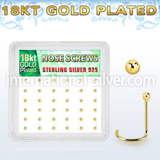 nwx18b box w 52 18k gold plated silver nose screws w 1.5mm ball