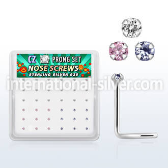 nwz15mbx box silver nose screws, 20g w 1.5mm round mix colors cz