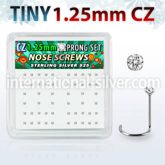 nwzbc12 box w 52 silver nose screws w prong set 1.25mm clear czs