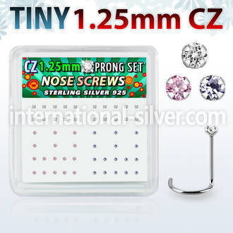 nwzbm12 box w 52 silver nose screws w prong set 1.25mm mix czs