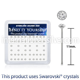 ny14cxsw silver nose studs swarovski gem