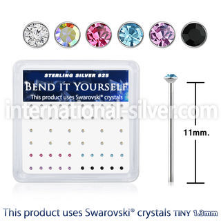 ny6mxsw silver nose studs assorted swarovski gem