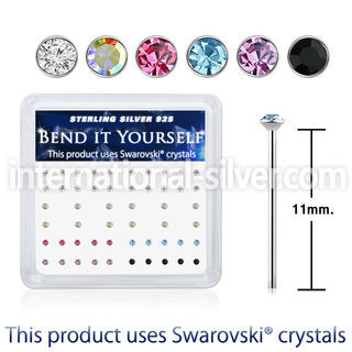 ny9mxsw silver nose studs assorted swarovski gem