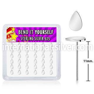 nyvdr36 sterling silver nose studs teardrop shaped tops