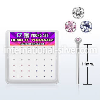 nyz15mbx box w silver bend it nose stud 20g 1.5mm round set cz