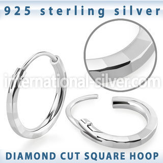 phola pair hoop earrings square tube diamond cut design