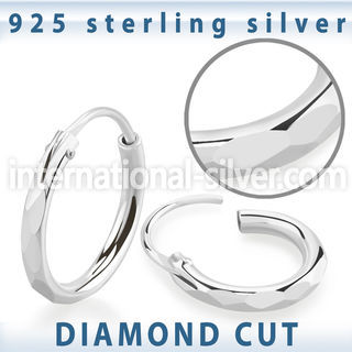 pholb pair hoop earrings round tube diamond cut design