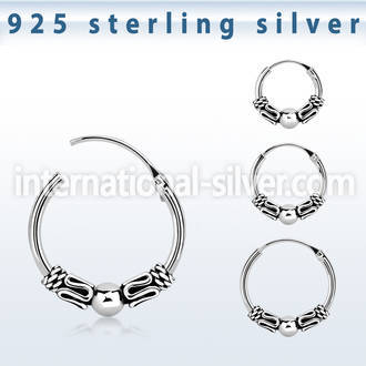 phoxa 925 silver bali style black oxidized hoop earrings