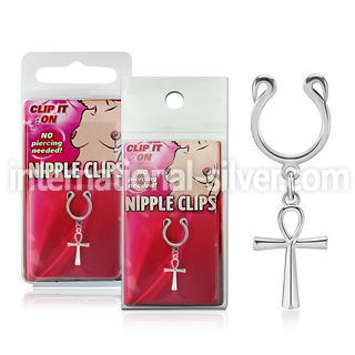 pknp34 steel nonpiercing nipple ring u shape ankh cross