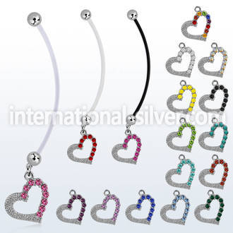 pndhrc4 pregnancy belly ring w dangling crystal studded heart 