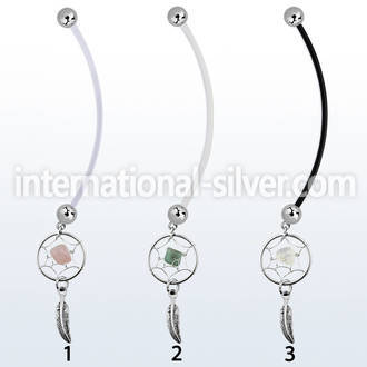 pndvd1 pregnancy belly ring w dangling silver dream catcher