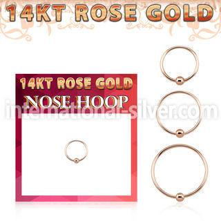 r14hob 14k rose gold endless nose hoop with 2mm ball