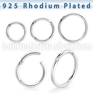 rhsegh16 rhodium plating silver hinged segment hoop 16g