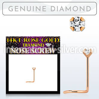 rscdb2 genuine diamond 14karat rose gold nose screw stud 2mm prong set round diamond