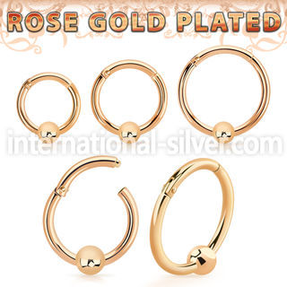 rssegh16b3 rose gold plating silver hinged segment hoop 16g
