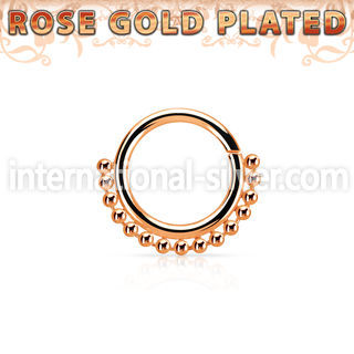 rsspv16 rose gold plated silver seamless septum ring,16g w beads