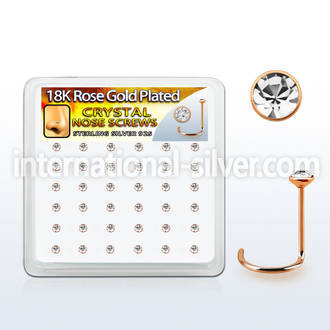 rsw14xc box rose gold plated silver nose screws w 2mm crystals
