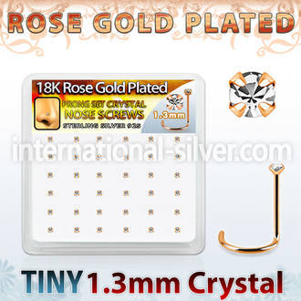 rswp6xc rose gold plated silver nose screws w set 1.25mm crystal