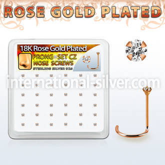 rswz12xc box w rose gold plated silver nose screw w set 1.25mm cz