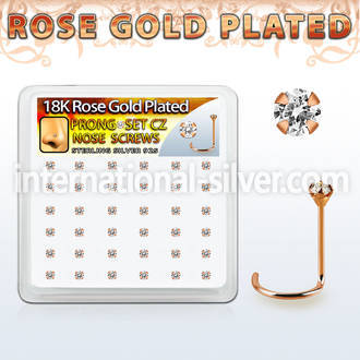 rswz2xc box w rose gold plated silver nose screws w set 2mm cz