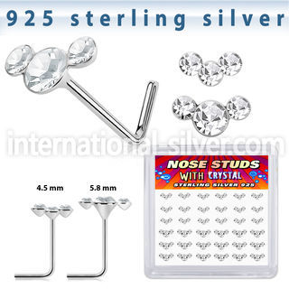 s36cumxc silver l shaped nose studs 22g crystals curved 36