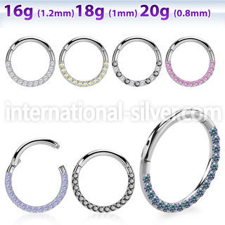 sgsh11 surgical steel segment ring cz stones at side