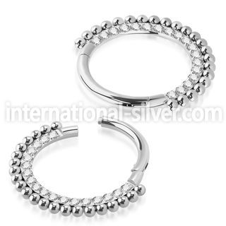 sgsh18 surgical steel hinged segment hoop cz chain balls