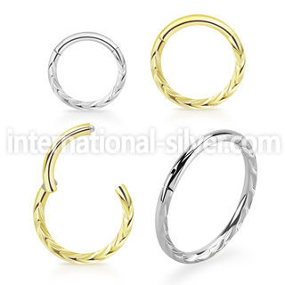 sgsh19 surgical steel hinged segment hoop diamond cut design