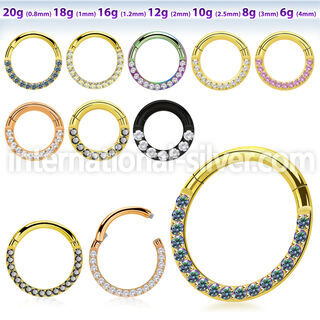 sgtsh11 anodized surgical steel segment ring cz stones side