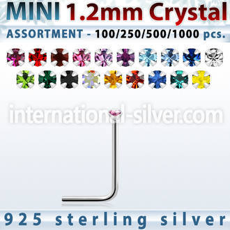 silver nose stud bulk w mini 1.2mm prong set crystals