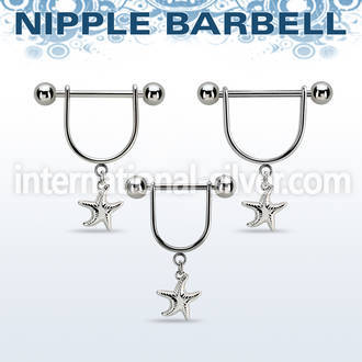 snpod25 steel nipple stirrup 14g w dangling plain starfish