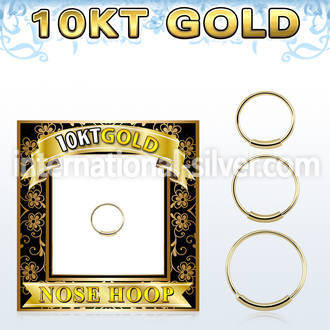 solid 10k gold endless nose hoop w an outer diameter