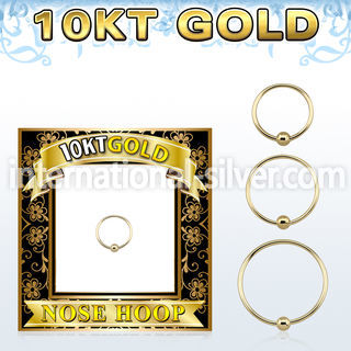 solid 10k gold endless nose hoop w ball